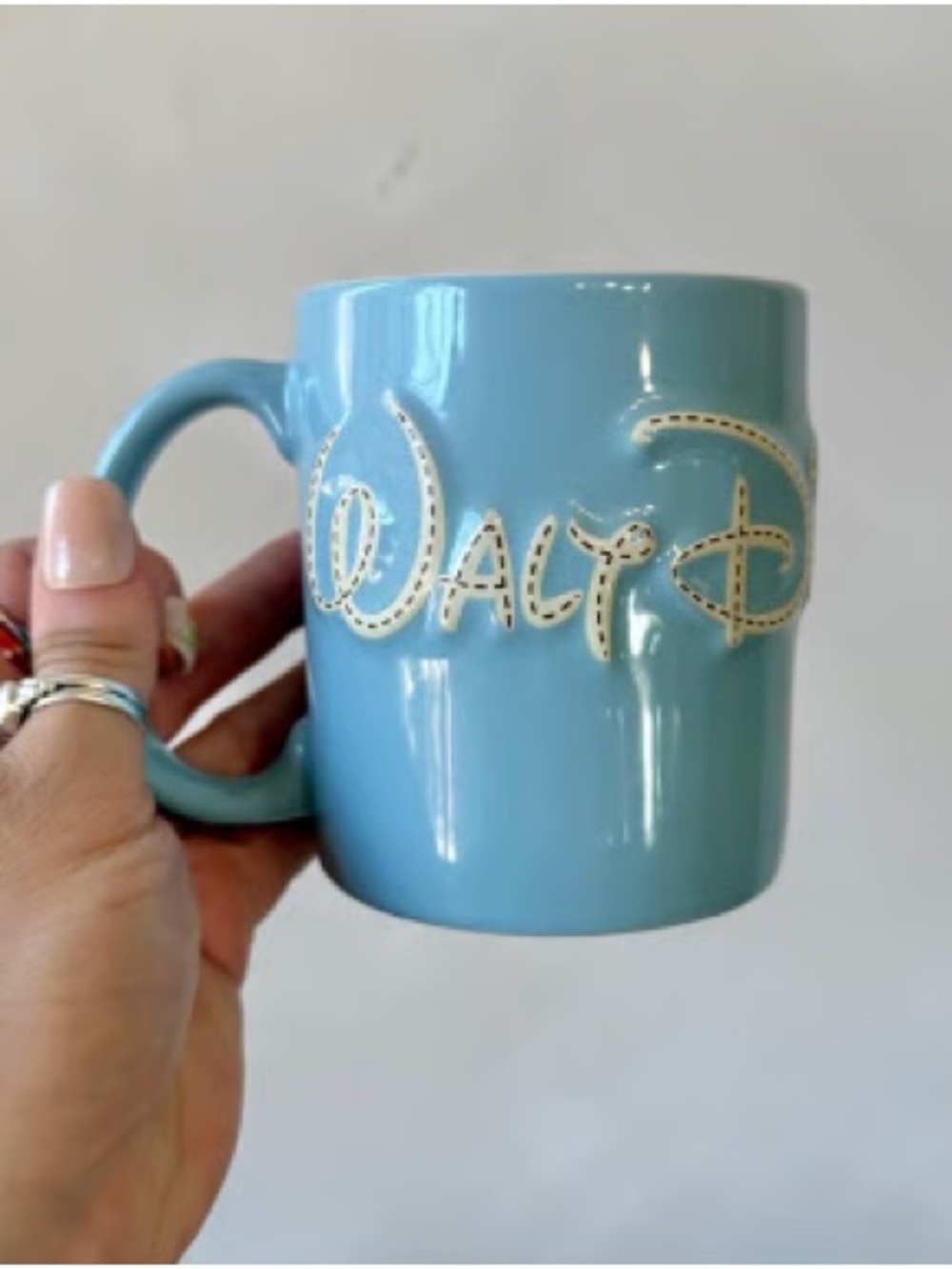 Disney Light Blue Ceramic Mug with Embroidered-Style Script